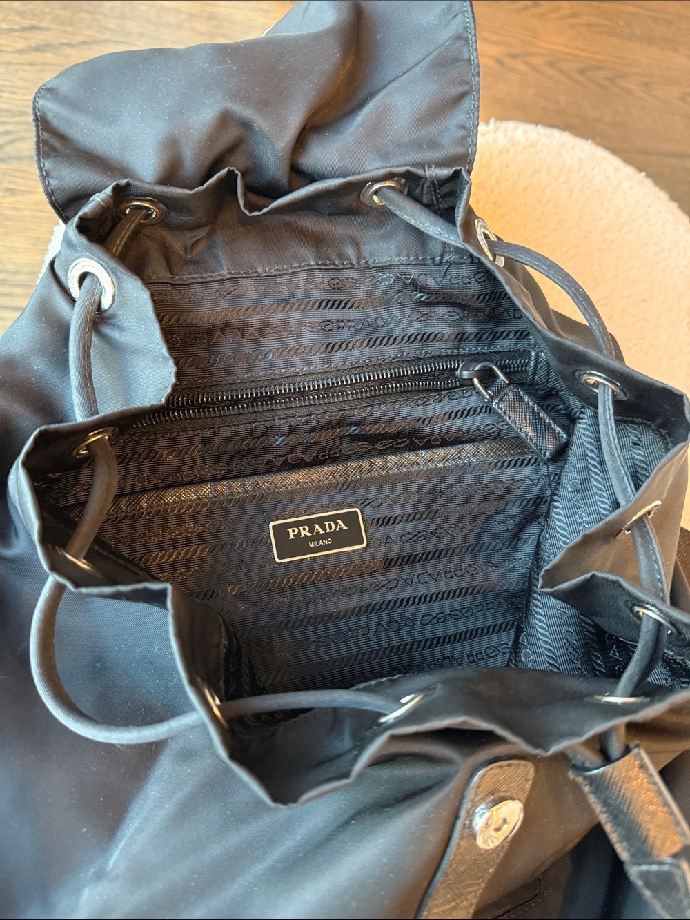 Prada Tessuto Nylon Backpack Black Backpack with Top Handle EUC - Picture 7 of 17